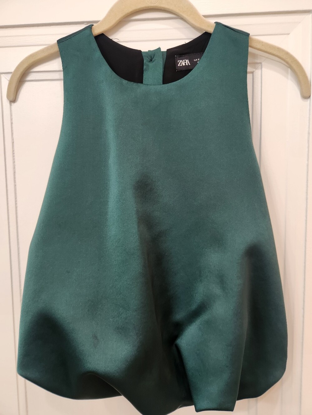 ZARA Teal Satin Bubble Blouse